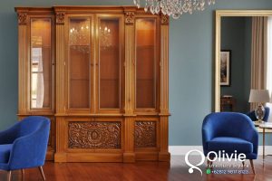 Lemari Hias Kaca Jati Klasik Terbaru