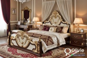 Ranjang Tempat Tidur Jati Klasik Ukiran Mewah