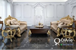 Sofa Tamu Mewah Jepara Jati Kombinasi Emas