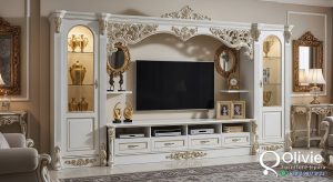 Bufet TV Besar Lemari Rak Klasik Mewah Jepara