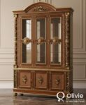 Desain Lemari Hias Jati Klasik 3 Pintu Kaca