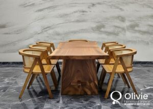 Set Meja Makan 6 Kursi Cafe Model Retro Kayu Jati