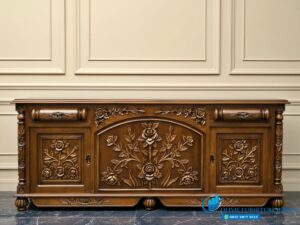 Bufet Ukiran Jati Klasik Meja TV Mewah Jepara