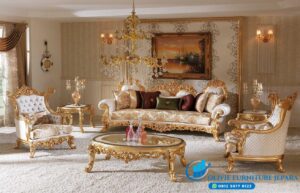 Kursi Sofa Tamu Gold Mewah Ukiran Jepara