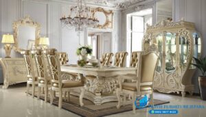 Meja Makan Mewah Jepara – Classic Premium Olivie Furniture