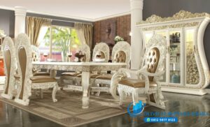 Set Meja Makan Mewah Klasik Ukiran Jepara