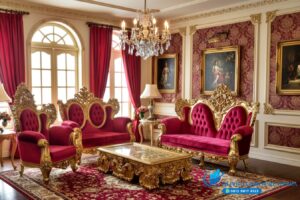 Set Sofa Tamu Klasik Emas Ukiran Jepara