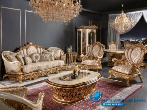 Sofa Tamu Gold Klasik Mewah Turki Jepara