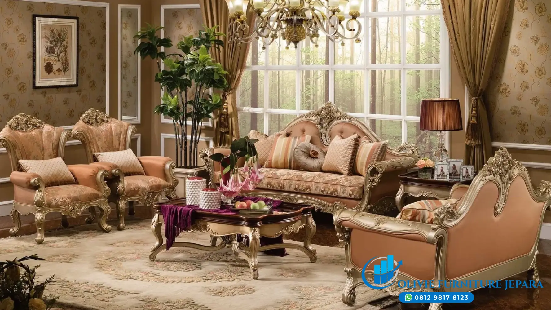 Kursi Sofa Tamu Klasik Gold Mewah Modern Jepara