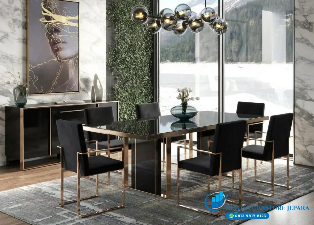 Jual Meja Makan Stainless Mewah Ruang Makan Apartement