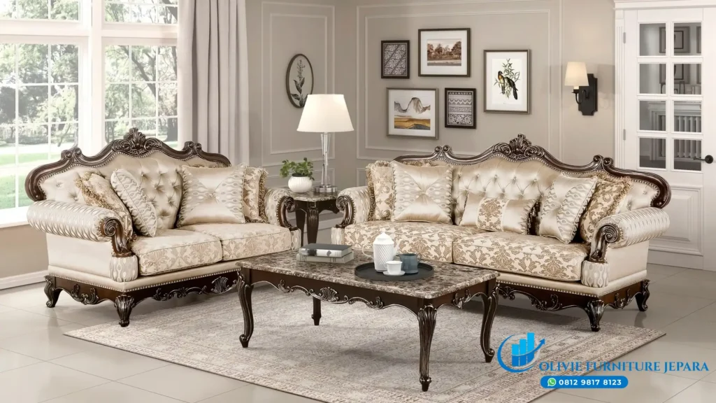 Sofa Tamu Jati Klasik Ukiran Jepara Terbaru