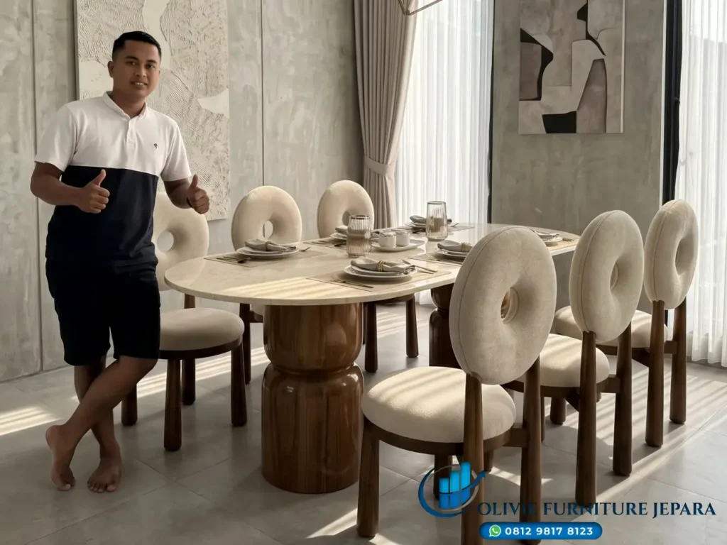 Dining Set Meja Makan Marmer Carara Mewah Minimalis