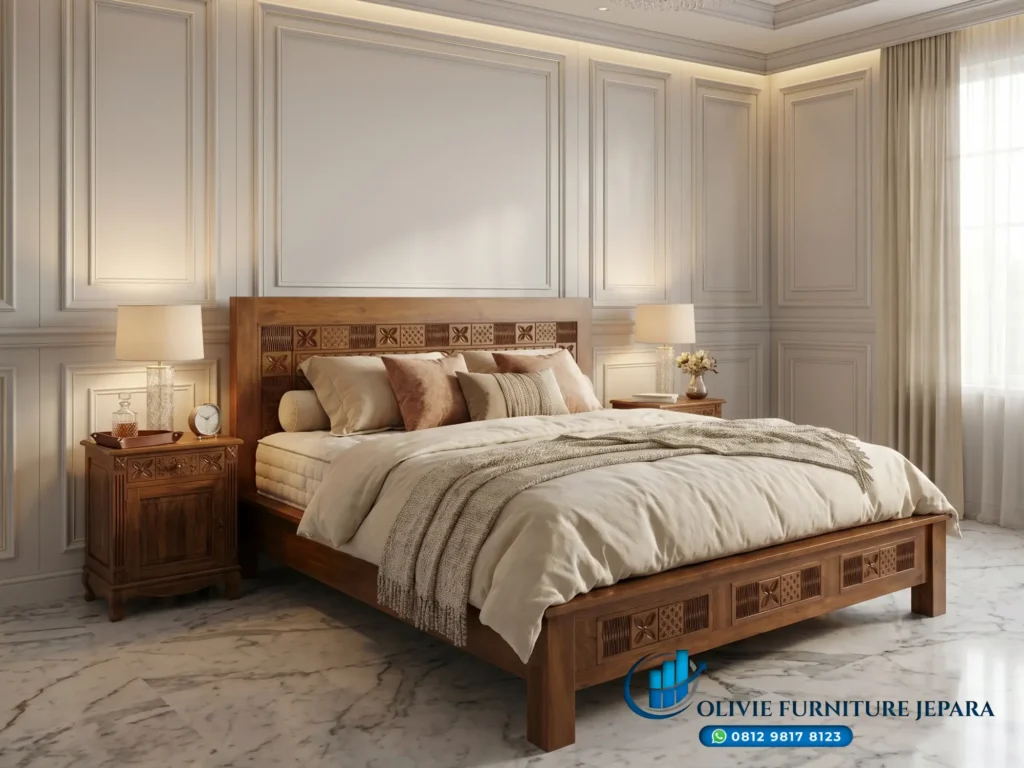 Dipan Tempat Tidur Kayu Jati Villa Bandung