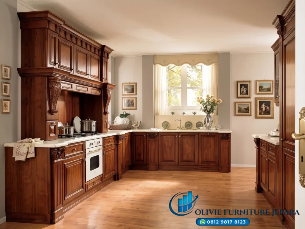 Kabinet Lemari Dapur Kitchen Set Jati Klasik Jepara