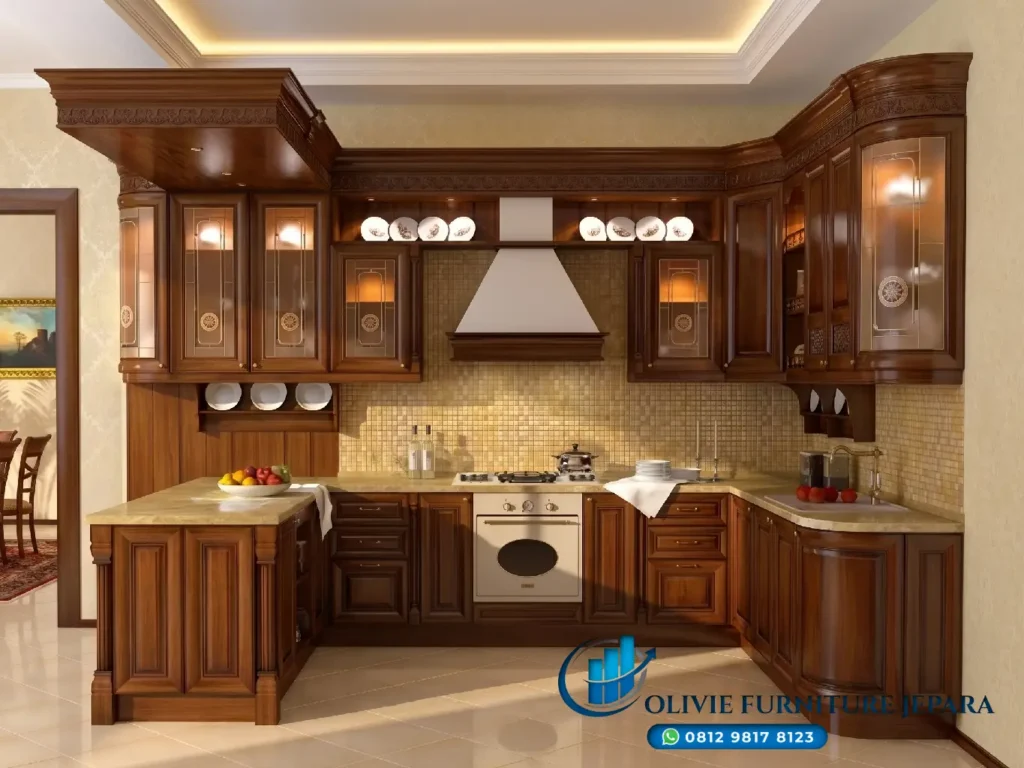 Lemari Kitchen Set Kayu Jati Jepara Klasik Terbaru