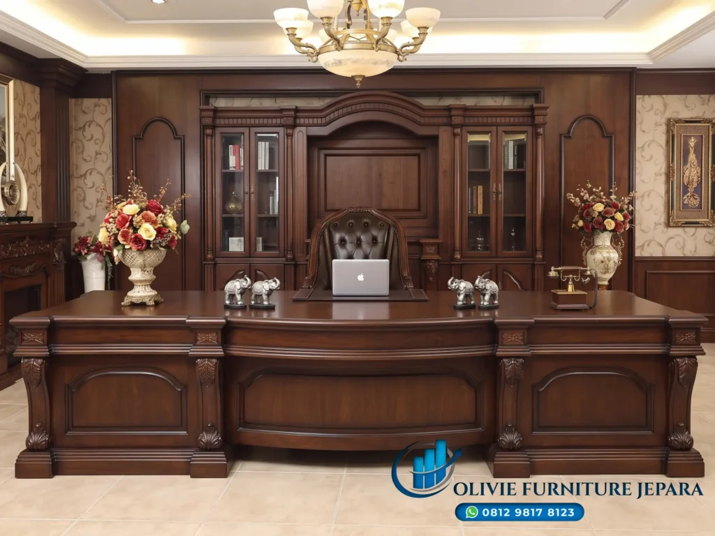 Jual Meja Kantor Kayu Jati dan Kursi Eksklusif Olive Jepara