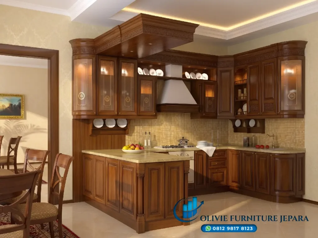 Model Kitchen Set Kayu Jati Jepara Klasik Terbaru