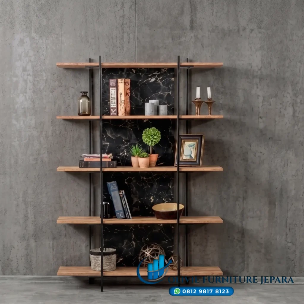 Rak Buku Minimalis Industrial Jepara