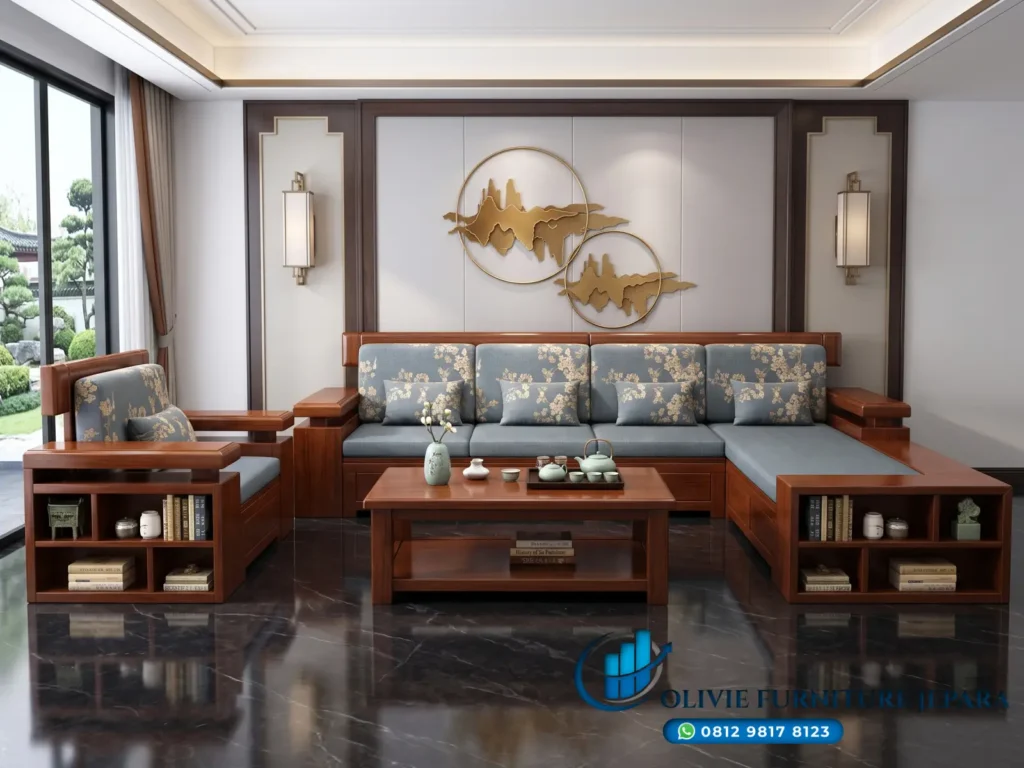 Sadewa Grande – Sofa Sudut Jati Solid Jepara