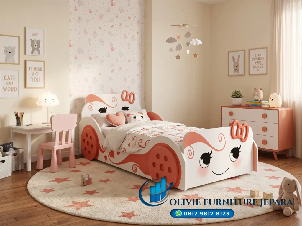 Set Tempat Tidur Kamar Anak Cute Car Hello Kitty