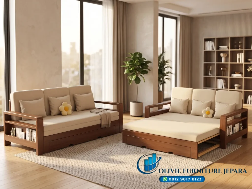 Sofa Bed Minimalis Modern Kayu Jati