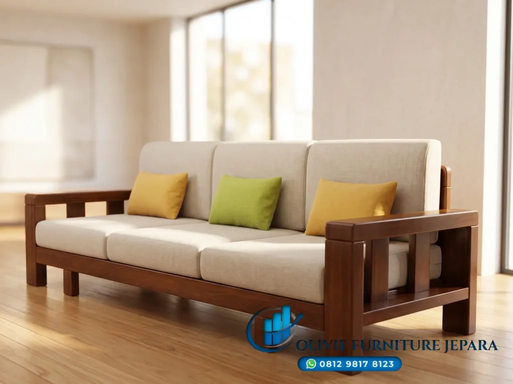 Sofa Bed Modern Kayu Jati Perhutani Jepara