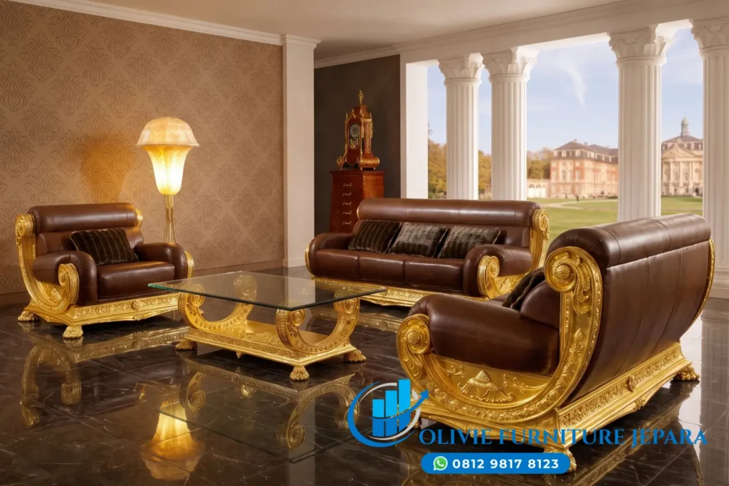 Sofa Tamu Mewah Terbaru Jepara Original Leather