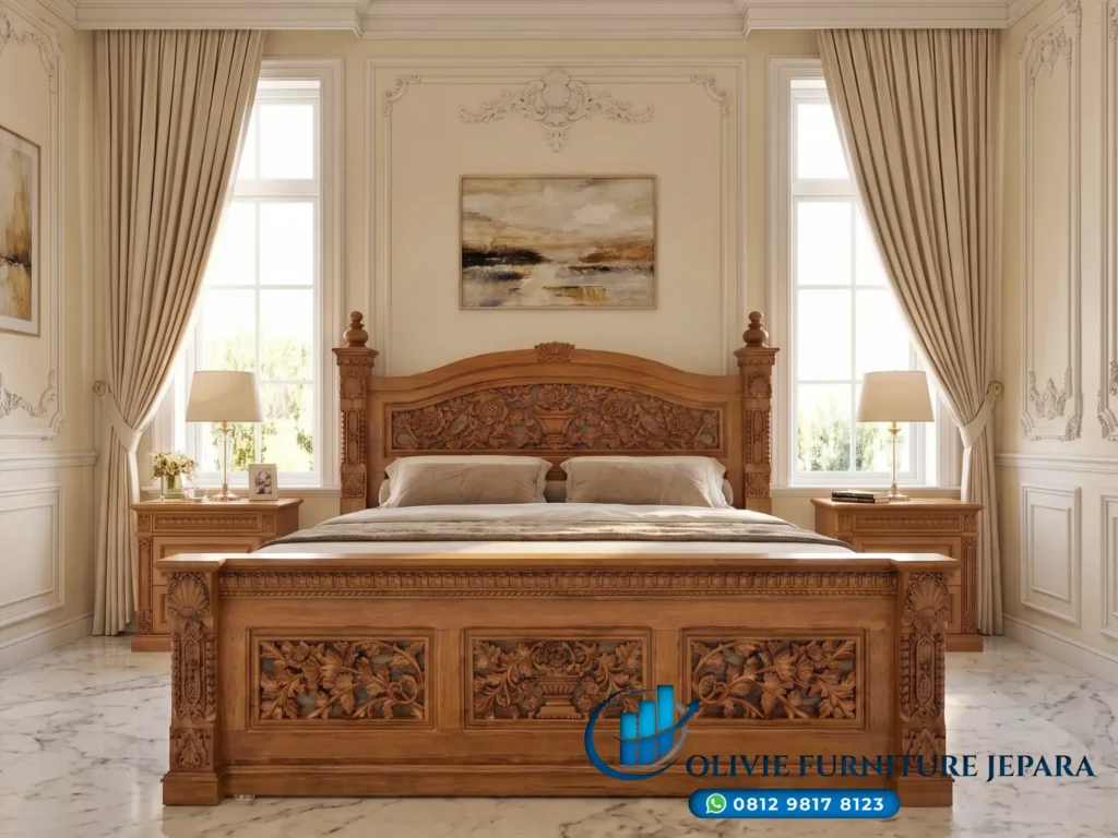 Tempat Tidur Hotel Mewah Kayu Jati Premium